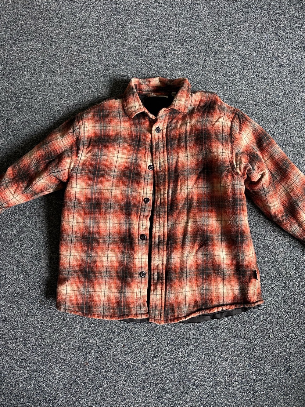Molo Orange Black Plaid Button-Down Lined Shirt